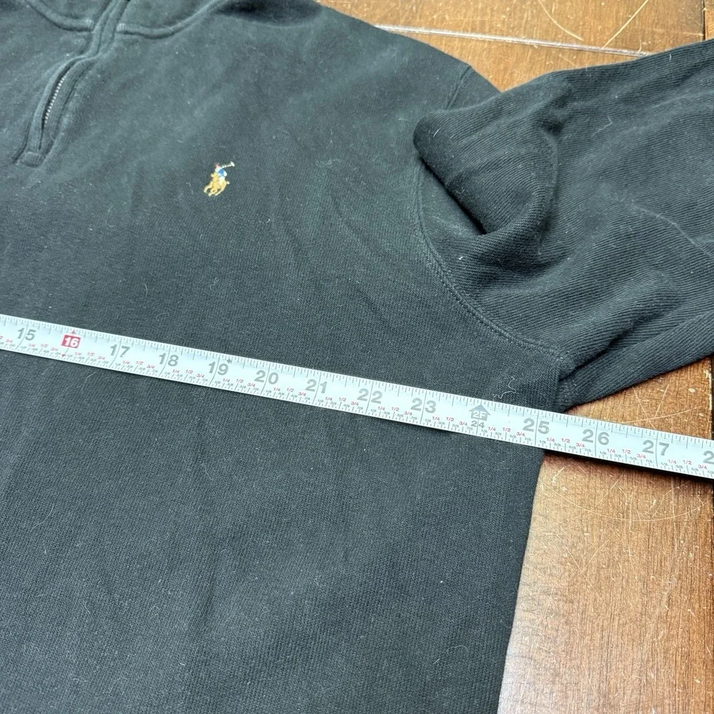 Polo Ralph Lauren Sweater Mens XL Black 1/4 Zip Pullover Estate‎ Rib Flesh Pony